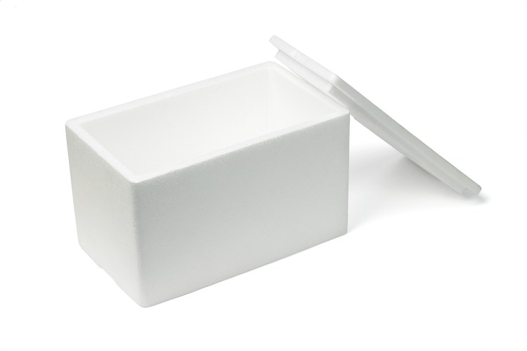 Open Styrofoam storage box